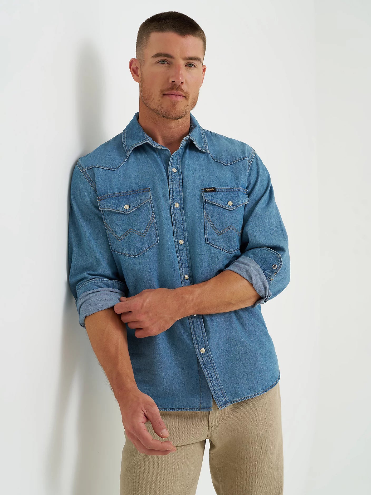 Chemise Western Wrangler Pour Garçon – Manches Courtes, Motif écossais – Taille M (22 Pouces)