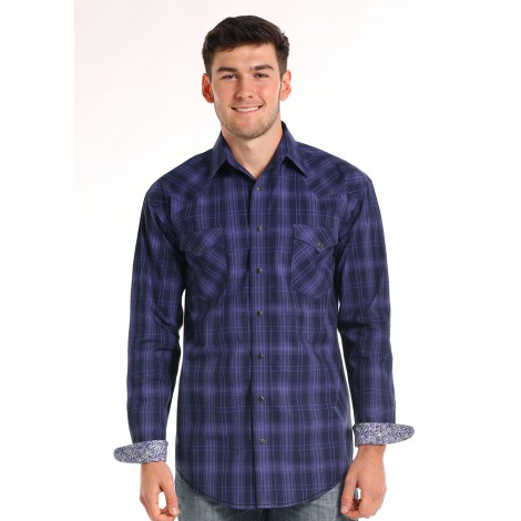 Chemise Western - Carreaux Violette Homme - Panhandle Taille S