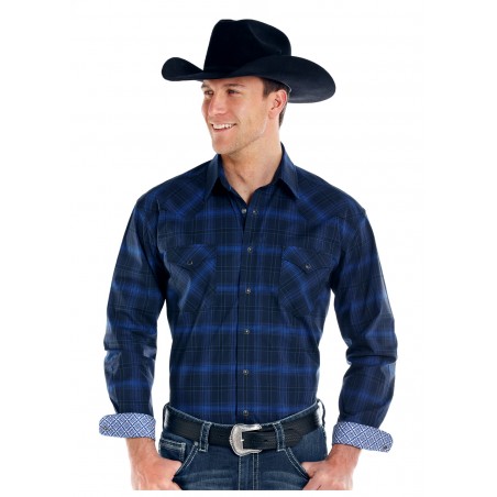 Blue plaid hot sale western shirt