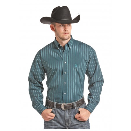 Western Shirt - Turquoise Stripe Men - Panhandle