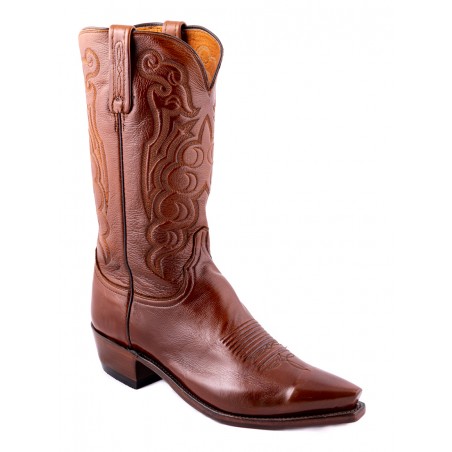 Santiags - Cuir Agneau Brun Bout Pointu Homme - Lucchese Boots