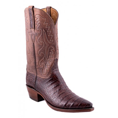 Santiags - Véritable Cuir Caïman Brun Bout Pointu Homme - Lucchese Boots Classics