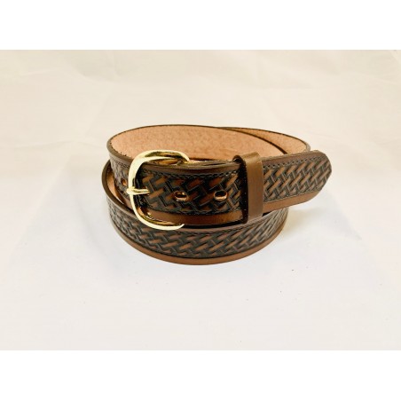 Ceinture - Cuir Vachette Motif Basket Unisexe - Brushy Creek