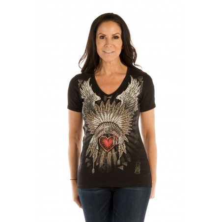 T-shirt - Black Heart Headdress Women - Liberty Wear