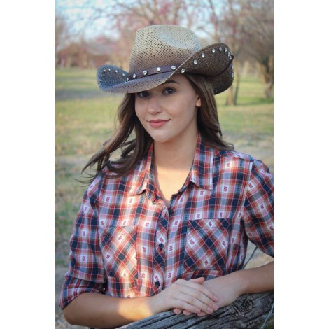 Cowboy Hat - Straw Crystals Two-Toned Women - Dallas Hats Size S