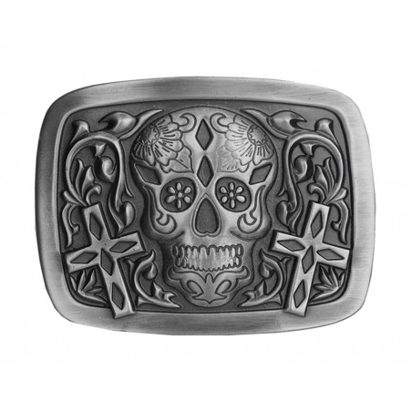 Western Buckle - Antique Silver Day of Dead Unisex - AndWest