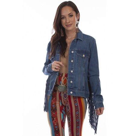 blue fringe leather jacket