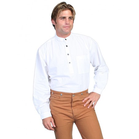 Chemise Western - Uni Blanc Old West Col Mao Homme - Scully