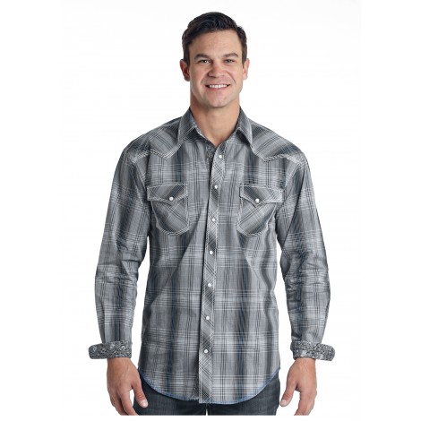 Western Shirt - Grey Plaid Winsor Vintage Ombre Men - Panhandle