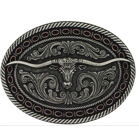 Boucle Western - Ovale Longhorn Fil Barbelé - Montana Silversmiths