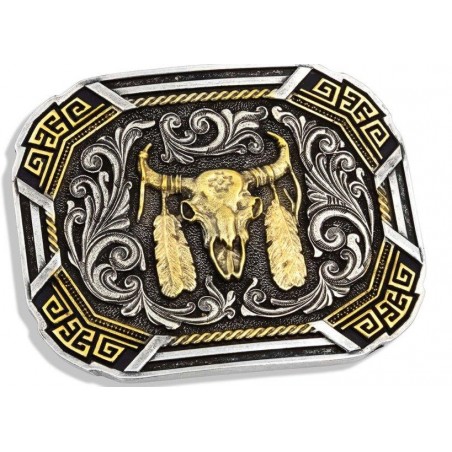 Western Buckle - Southwestern Flair Buffalo Skull - Montana Silversmiths