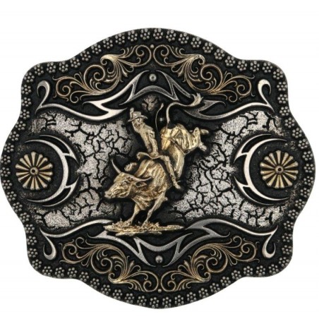 Western Buckle - Filigree Framed Bull Rider - Montana Silversmiths