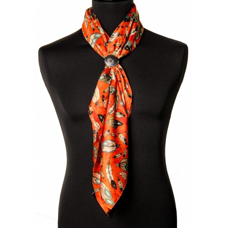 Scarf - Feather Print Silk - Austin Accent