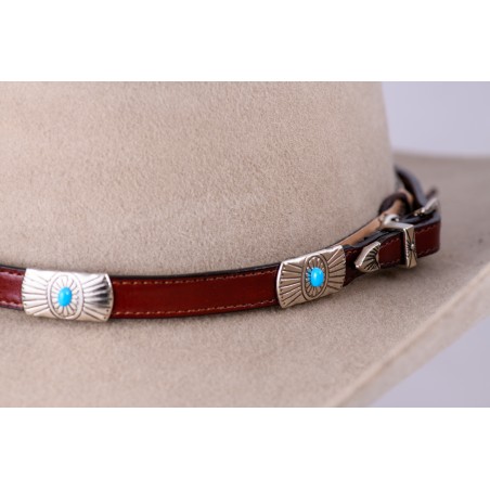 Hatband - Brown Concho Turquoise Unisex - Austin Accent