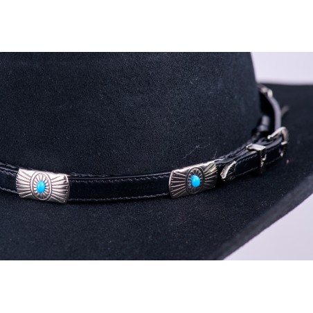 Hatband - Black Concho Turquoise Unisex - Austin Accent