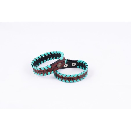 Bracelet - Cuir Brun Turquoise Unisexe - Austin Accent