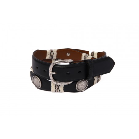 Belt - Cowhide Black Concho Unisex - Texas Leather