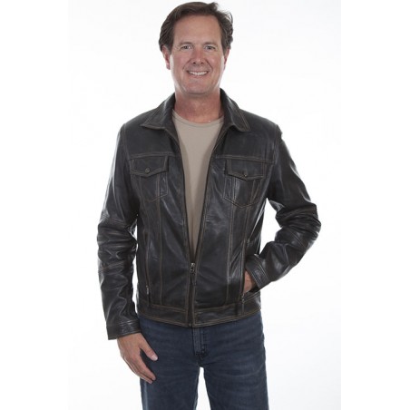 Leather Jacket - Vintage Black Men - Scully