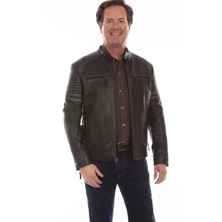 Leather Jacket - Black Rugged Lamb Men - Scully