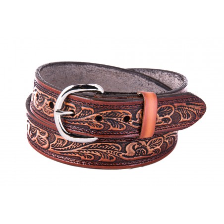 Belt - Cowhide Floral Print Unisex - Texas Leather