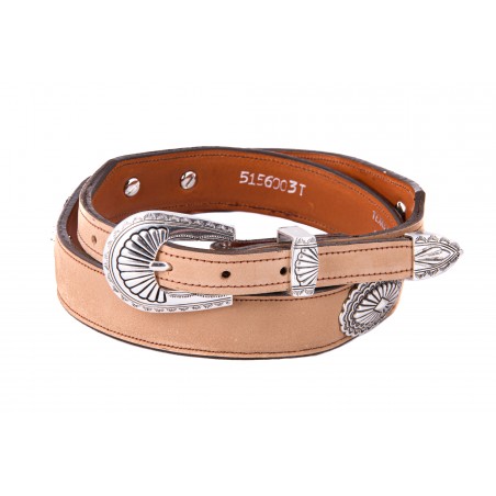 Ceinture Fine - Cuir Vachette Conchos Unisexe - Texas Leather