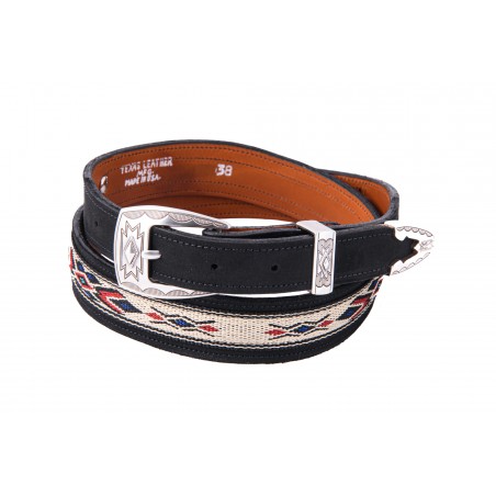 Belt - Cowhide Black Aztec Unisex - Texas Leather