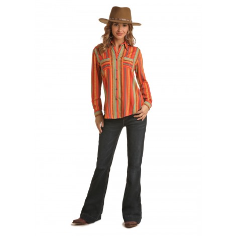 Women's Cinch Orange Lace Pearl Snap Shirt  Oklahoma's Premier Western  Clothing Store