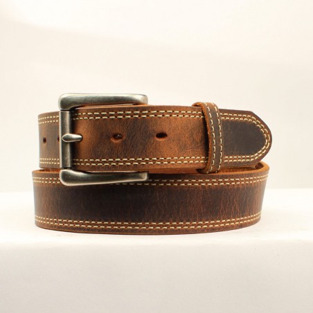 Belt - Brown Cowhide Double Stitching Unisex - Nocona Belt