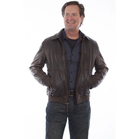 copy of Leather Jacket - Brown Hood Men - Scully