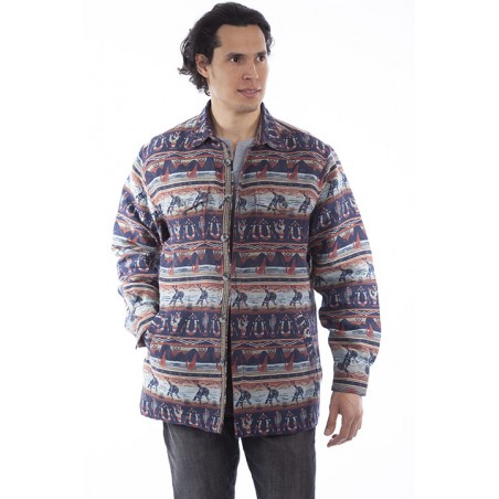 Western Shirt Jacket - Navy Southwest Print Men - Scully