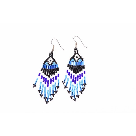 Native American Style Chevron Beaded Earrings Seed beads tribal earrings |  eBay