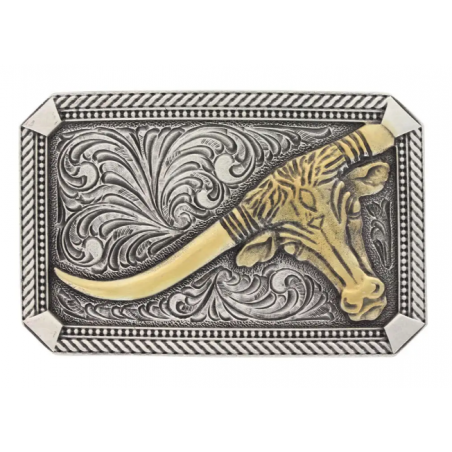 Western Buckle - Gold Longhorn - Montana Silversmiths