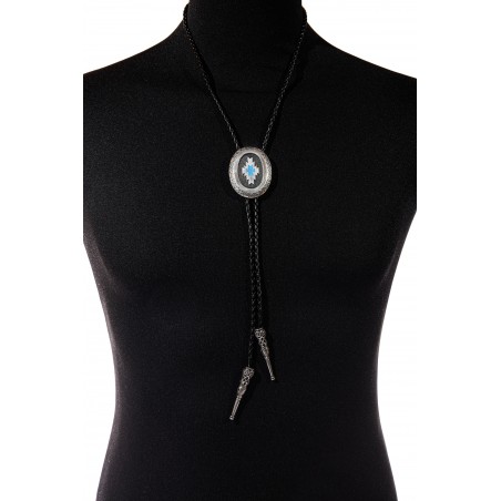 Bolo Tie - Ovale Aztèque Turquoise Unisexe - Western Express