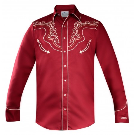 Chemise Western - Bordeaux Broderie Beige Homme - Ranger's