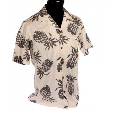 Reverse pineapple blue aloha shirt