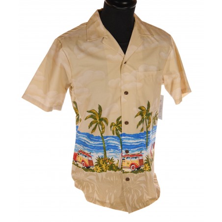 Chemise Hawaïenne - Kaki Imprimé Beach Ride Homme - RJC