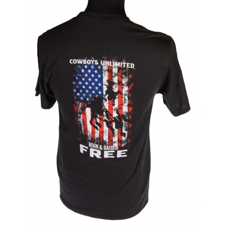 T-shirt - Noir Imprimé Born & Raised Homme - Cowboys Unlimited