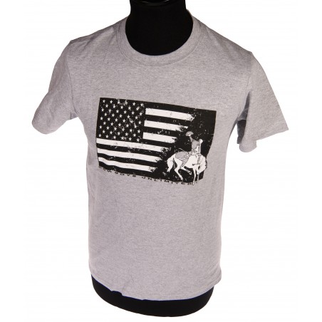 T-shirt - Grey American Bronc Print Kids - Cowboys Unlimited