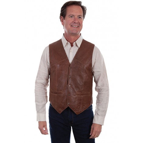 Vest - Brown Leather Men - Scully Size S Color Brun