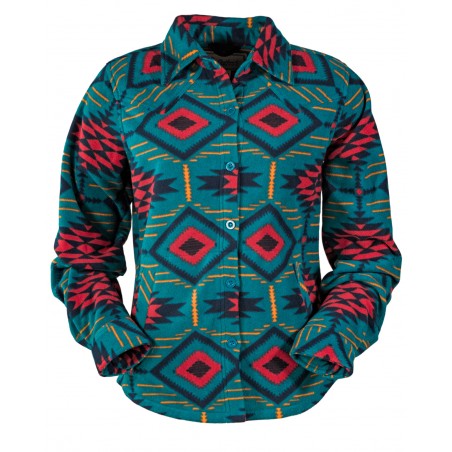 Fleece Big Shirt - Eleanor Teal Aztec Women - Outback