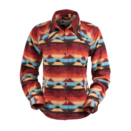 Fleece Big Shirt - Scarlett Orange Aztec Women - Outback