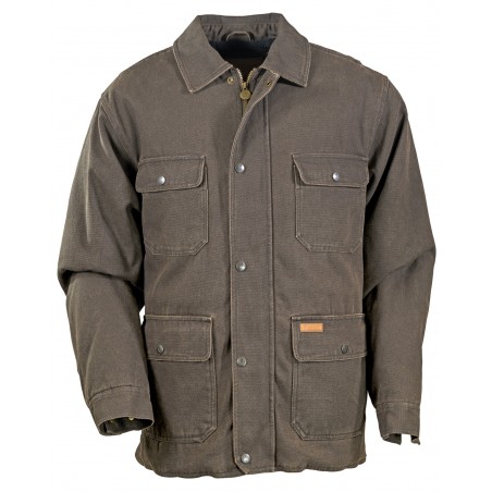 Lined Jacket Thomas - Brown Canvas Waterproof Men - Outback