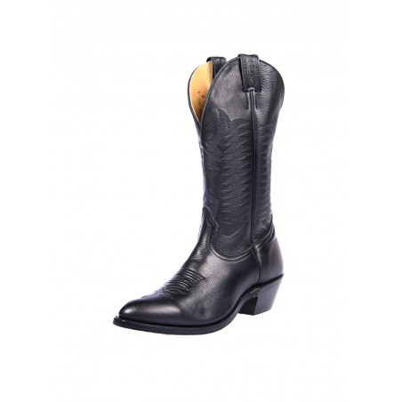 Santiags - Cuir Vachette Noir Bout Arrondi Homme - Boulet Boots