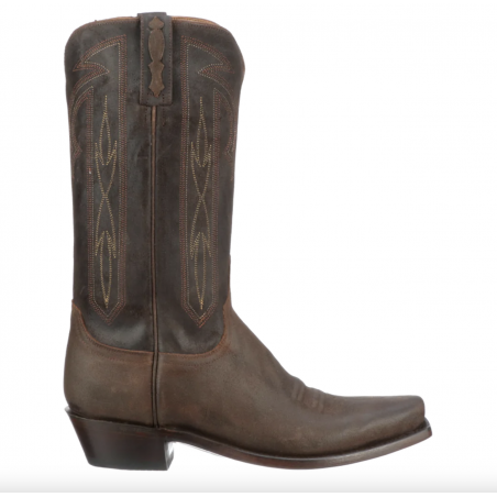 Cowboy Boots - Cowhide Leather Brown Black Square Toe Men - Lucchese Boots