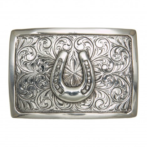 Western Antique Silver Engraved American Eagle Belt Buckle 