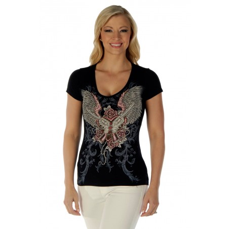 T-shirt - Black Guns & Wings Women - Liberty Wear