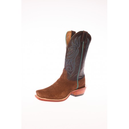 Cowboy Boots - Suede Leather Brown Square Toe Men - Fenoglio Boot