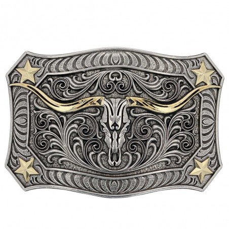 Western Buckle - Square Longhorn - Montana Silversmiths