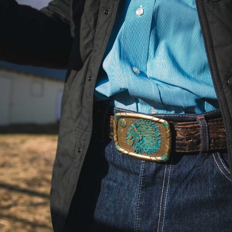 1 1/2 Scalloped Longhorn Western Buckle Belt - AndWest