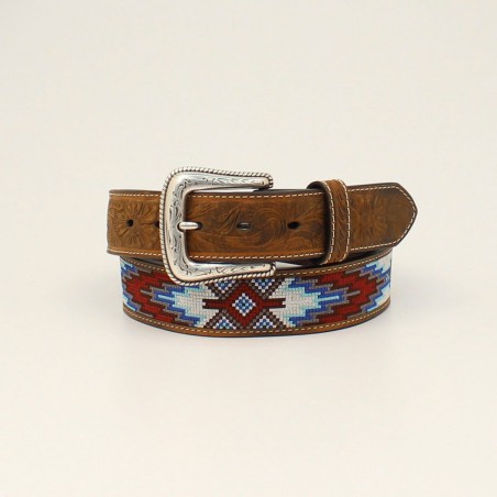 Ceinture - Brun Cuir Vachette Motif Southwest Unisexe - Nocona Belt